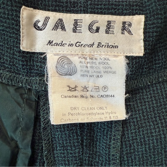 Jaeger Vintage Wool Trousers High Waist Pleated Green Trousers Womens 10 Capsule - Picture 5 of 10
